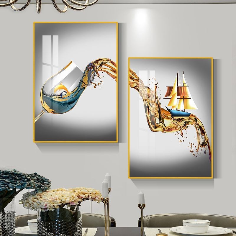 餐厅装饰画简约餐桌饭厅挂画歺厅饭店晶瓷P画背景墙壁画免打孔图片