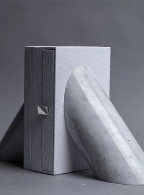 现代北欧大理石书档摆件意式极简轻奢样板间O书房书架书立书夹饰