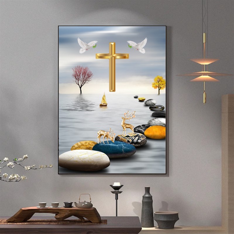 十字架挂墙装饰画客厅挂画202z5款轻奢玄关壁画现代简约家居装饰