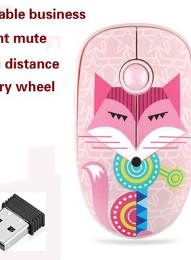 Retro Fox Pattern Wireless USB Mouse 1600DPI  OpTtical Compu