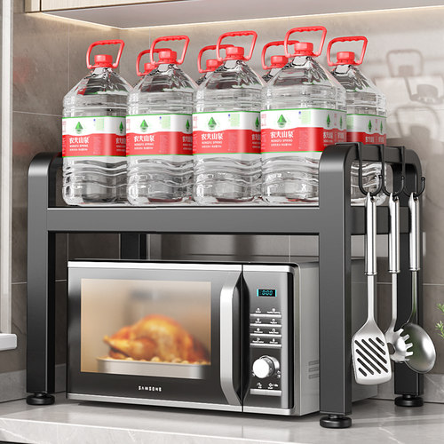 微波炉置物架e双层厨房台面可伸缩多功能家用放电电锅烤箱收纳层