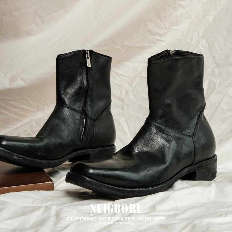 【格斗士】NEIGBORL钊叔制潮流亮面高级感牛皮高帮增高百搭皮靴,流行男鞋,高帮鞋,淘宝优惠券,粉丝福利购,淘宝优惠卷