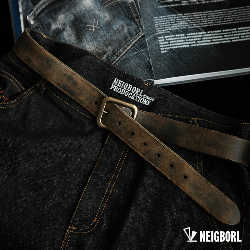 【劳动节4.0】NEIGBORL钊叔制美式复古做旧意大利牛皮黄铜皮带