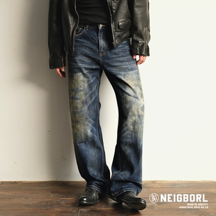 【乱世枭雄】NEIGBORL钊叔制复古做旧重工洗水赤耳宽松直筒牛仔裤