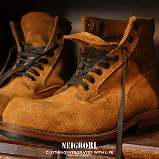 【舞厅】NEIGBORL钊叔制潮流复古高帮头层牛皮百搭反绒工装马丁靴
