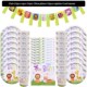 Shower Kids Dispmosable Sets Baby Plates Tableware Paper Hap