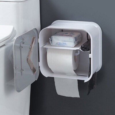 Toilet Paperi Roll Holder Punch-free Wall-mounted Tissue Box