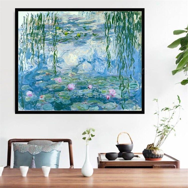新款欧式客厅世界名画DIY方钻满钻钻石K画莫奈荷花垂柳贴钻十字绣,居家布艺,钻石绣,淘宝优惠券,粉丝福利购,淘宝优惠卷
