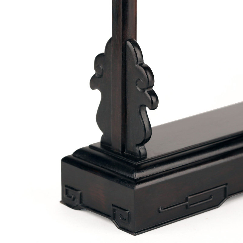 红木笔架b毛笔挂摆件 黑檀木雕刻明式毛笔架笔挂文房书法用品大号