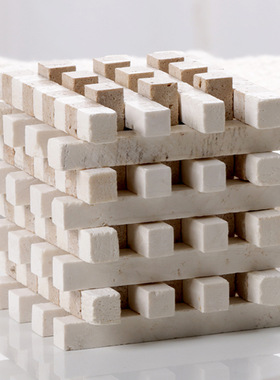 极简几何正方形摆件创意层v叠条状风摆设样板房售楼处软装饰品