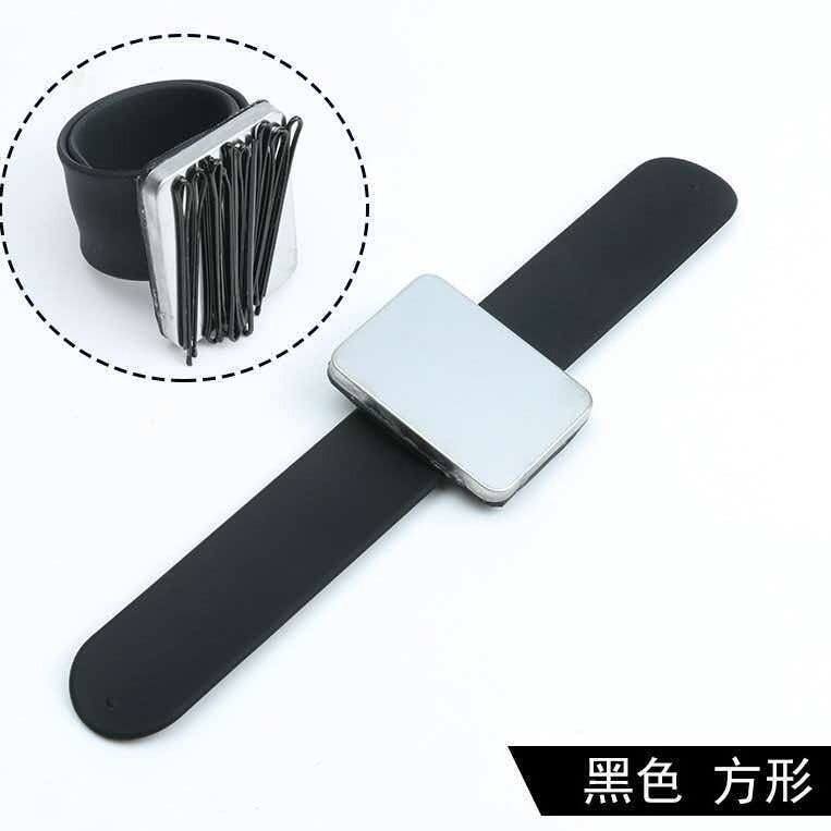 美发硅胶心形方形磁力拍拍圈手腕磁铁发夹拾取器工具磁吸拾发夹