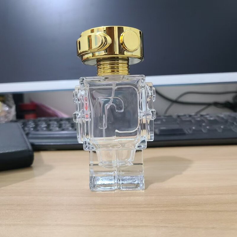 可爱机器人香水瓶50ML加厚玻璃分装瓶按压喷雾空瓶替换装饰瓶