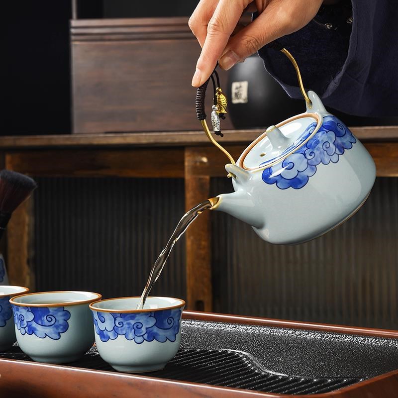 官窑功夫茶具套装家用陶瓷盖碗茶杯茶盘办公室Q泡茶壶2025新款