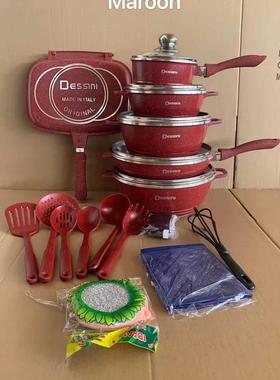 大理石23件套锅m 铝锅 汤锅 套装锅 不粘锅 紫色