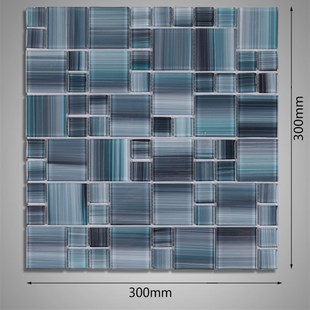 Grey glass mosaic Hand kitchen Blume tiles backsplas Painted