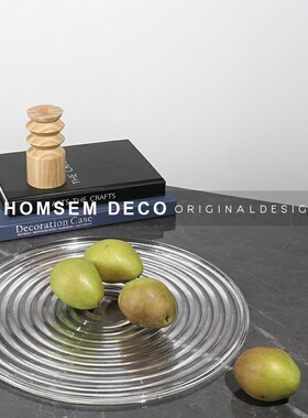 现代透明玻璃家居客厅餐桌水果盘售楼G处样板房间桌面收纳托盘摆