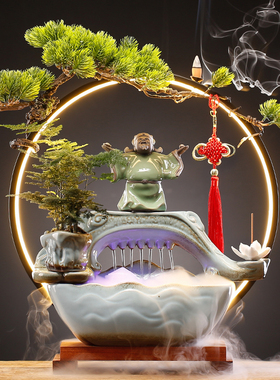 爆款创意流水生财摆件循环水喷泉加湿办公室客厅R软装家居装饰开