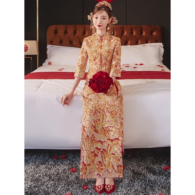 日本品质龙凤褂新娘2025年新款小个子中式嫁衣高端显瘦秀禾服婚纱