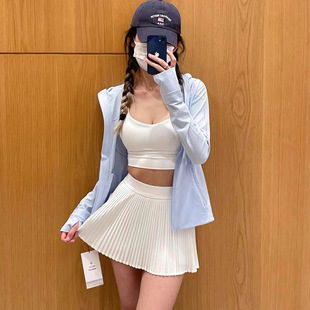 lulu同款Varsity 女士风琴褶高腰网球裙速干芯吸短裙户外运动通勤