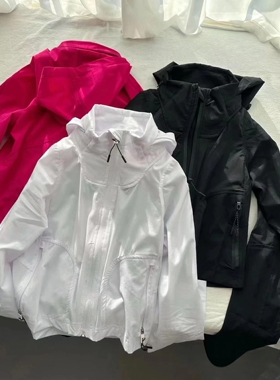 lulu同款徒步夹克自收纳新款防风防水户外休闲多用连帽外套