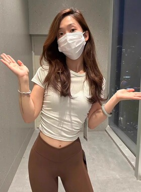 lulu同款瑜伽服女士短袖透气紧身罗纹弹力运动T恤all it takes