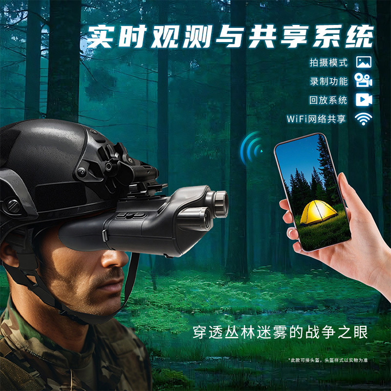 赫利欣头戴式高清红外夜视仪户外头盔高清夜视精准测距WIFI共享