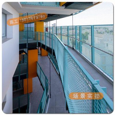 楼梯铝板防护伸墙走廊幕铝装饰格栅网走道网金属拉网菱形铝单板网