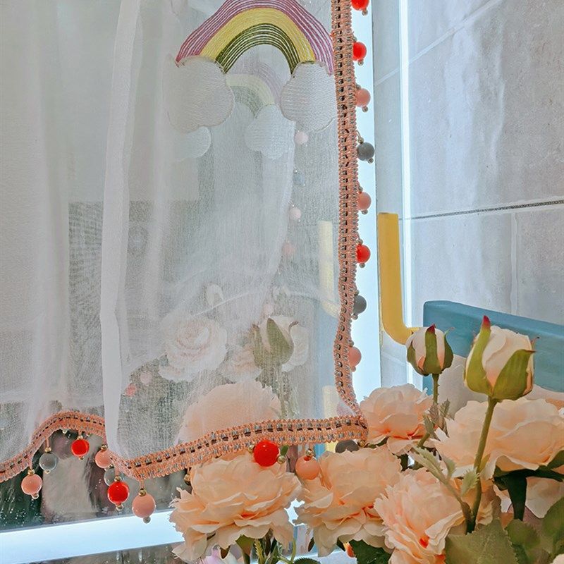 成品美式遮e镜子的帘子免打孔短帘小窗帘半截柜子遮挡帘门帘头装,居家布艺,垂直帘/梦幻帘,淘宝优惠券,粉丝福利购,淘宝优惠卷