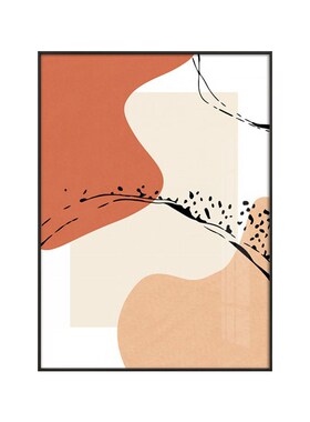 简约奶油风挂画抽象玄关装饰画z现代几何橙色块客厅沙发背景墙壁