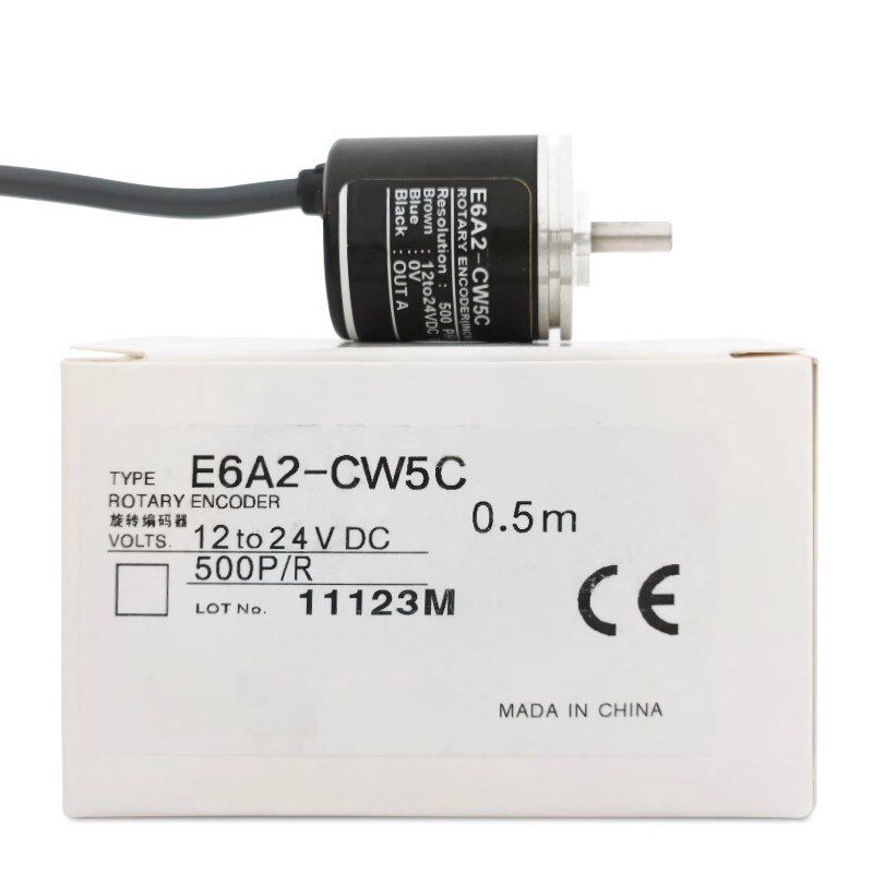 旋转编码器E6A2-CW5E 10P/R 欧姆龙型编码器 12-24VDWC 实心轴4mm