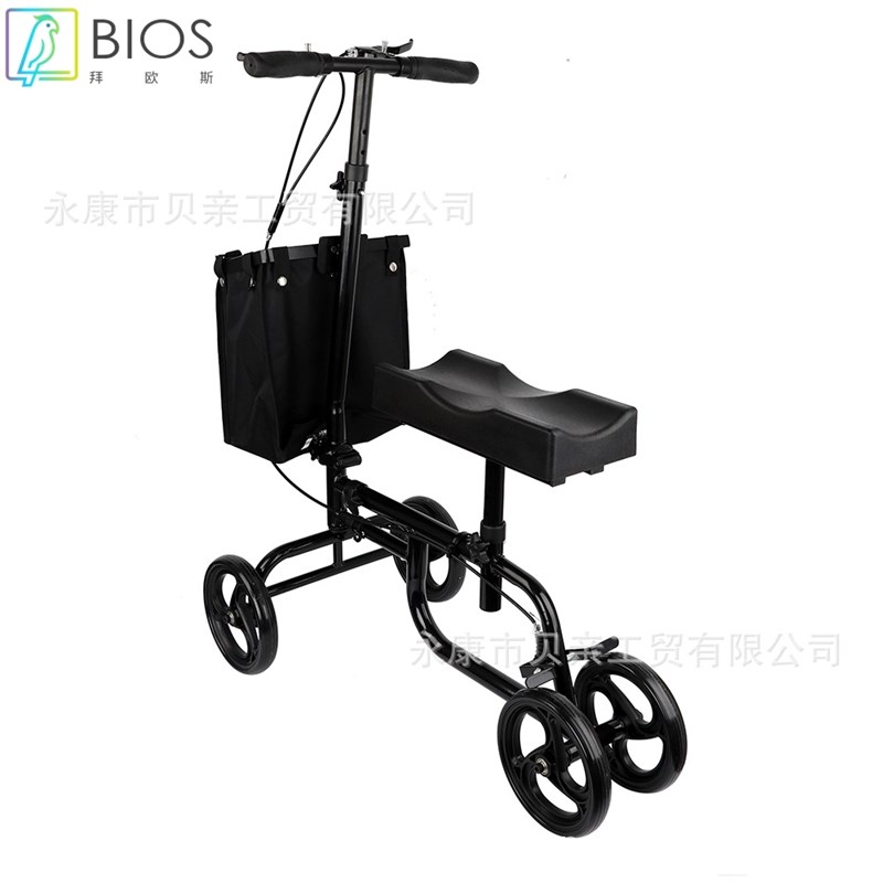 老年人膝盖车四轮助行步q器脚踝受伤带轮拐杖扶手架残疾kneeWa