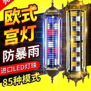 挂墙户外防水复古网红标志灯箱 理发店转灯led发廊转灯美发店新款