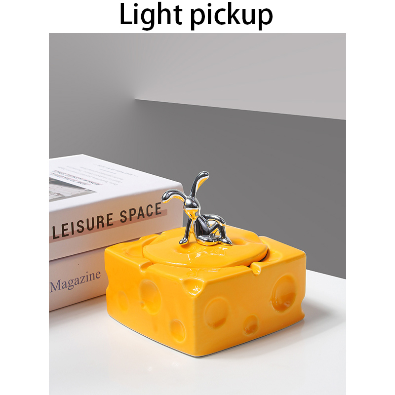 奶酪轻奢陶瓷烟灰缸家用客厅创意烟缸高级感高端挡大气网红烟灰缸