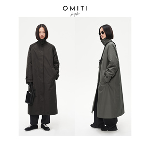 OMITI省略 高级感微光中长款羽绒风衣女冬季新款廓形白鹅绒羽绒服