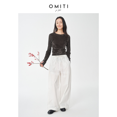 OMITI进口长绒棉抽绳阔腿裤