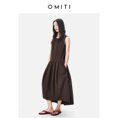 连衣裙女2025新款 OMITI省略 极简通勤设计感圆领无袖 简约背心裙