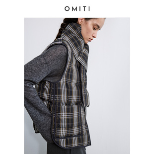 OMITI省略 高阶鹅绒马甲羽绒服女2025冬季新款微肌理色织坎肩马甲