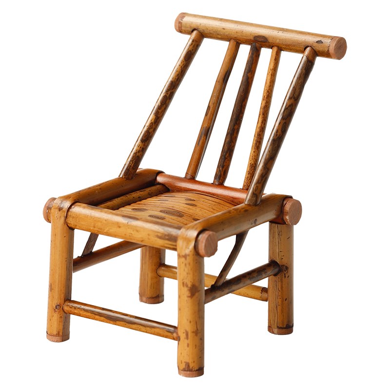 迷你梅鹿竹工艺摆件竹制桌v椅复古案几小桌子竹椅装饰收藏桌面文