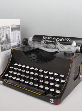 仿真复古怀旧打字机模型铁艺7080年代老物件家居S橱窗书店装饰摆