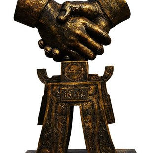 玻璃钢诚信主题j雕塑铸铜握手摆件定制户外大型廉政公园广场景观