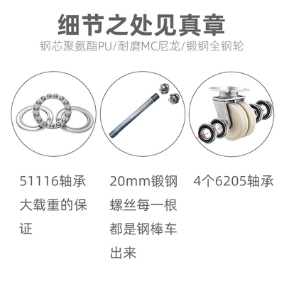 超重型脚轮万向轮50双轮超高大载重机械设备LMC尼龙钢芯PU锻钢钢