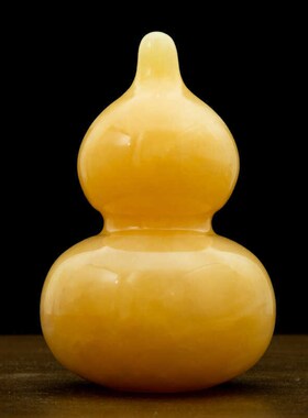 天然黄玉葫芦g摆件福禄双全办公室客厅家居玄关装饰品吉祥物摆设