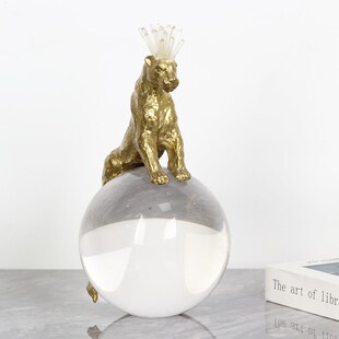 金钱豹子水晶球酒柜装饰s品摆件现代轻奢玄关隔断柜办公室书柜摆