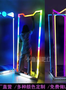 酒吧发光跳舞台LEDm不锈钢门框gogo点舞台移动四维点跳2米点跳舞