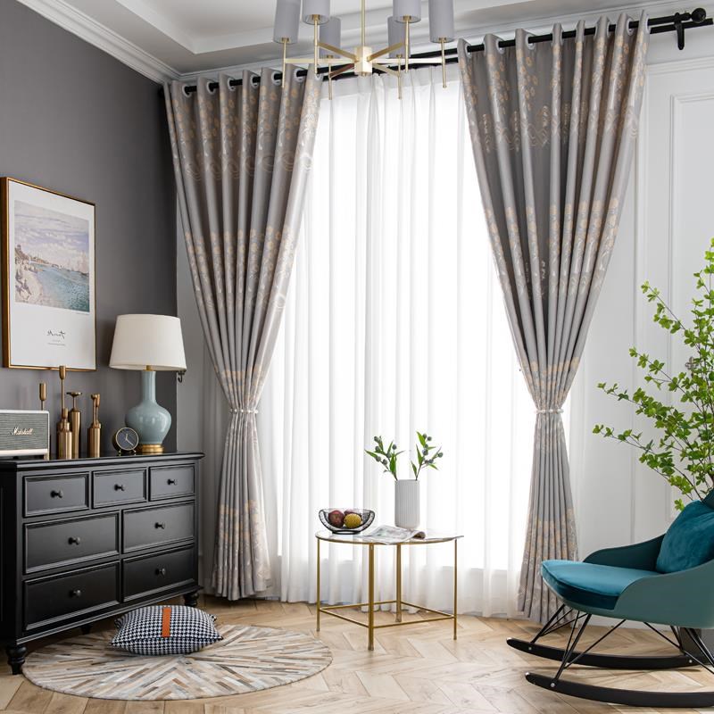 窗帘2023e新年款卧室加厚遮光窗帘北欧简约客厅打孔挂钩式遮阳布