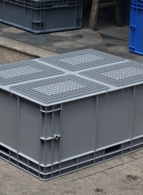 800*600*34l0灰色周转箱胶箱大号物流箱塑料箱子转运筐框eu8634