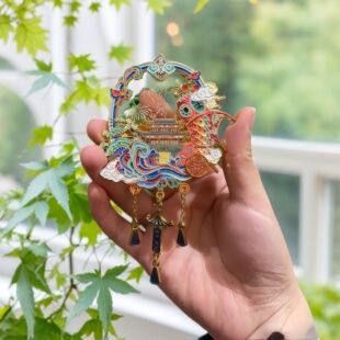 爆款黄山徽州鱼灯流沙金属冰箱贴创意城市限定旅游文创纪念伴手礼