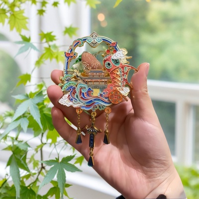 黄山徽州鱼灯流沙金属冰箱贴