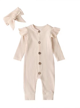 Autumn Newborn Baby Boys Girls Clothes Cotton Ribbed Long Sl