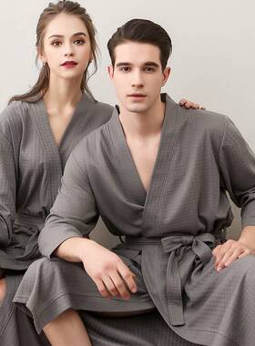 Bath Robe Men Women Summer Robes Dressing Gown跨境薄款睡浴袍